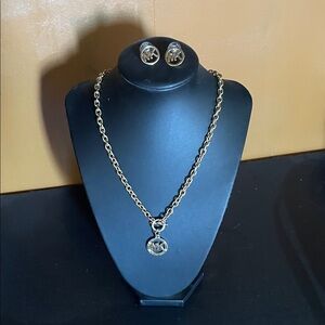 Michael Kors Gold-Tone Logo Necklace and Earring Set